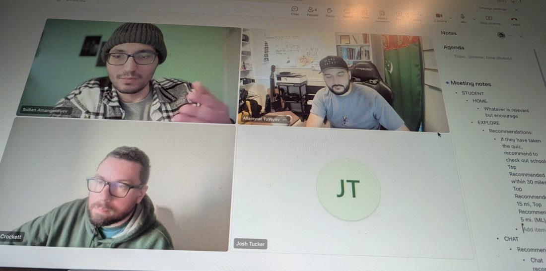 A video call where the team is designing IGNI, the in-app assistant.